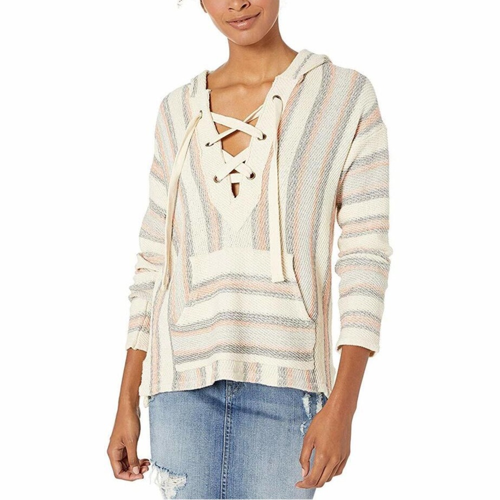 Rip Curl My Tide Off White Women’s Baja Hoodie Poncho Sweater XS
